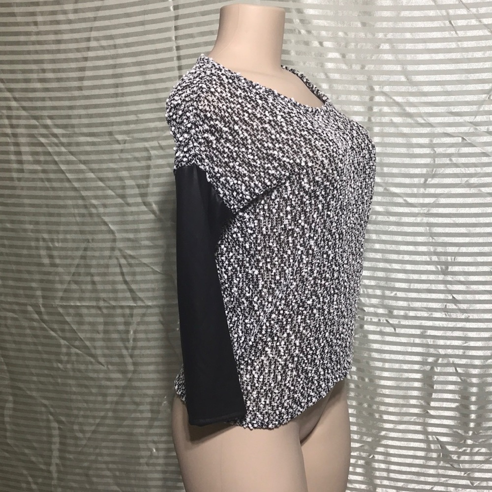 Black Chunky Knit Fuzzy Ball Vegan Leather Sweater